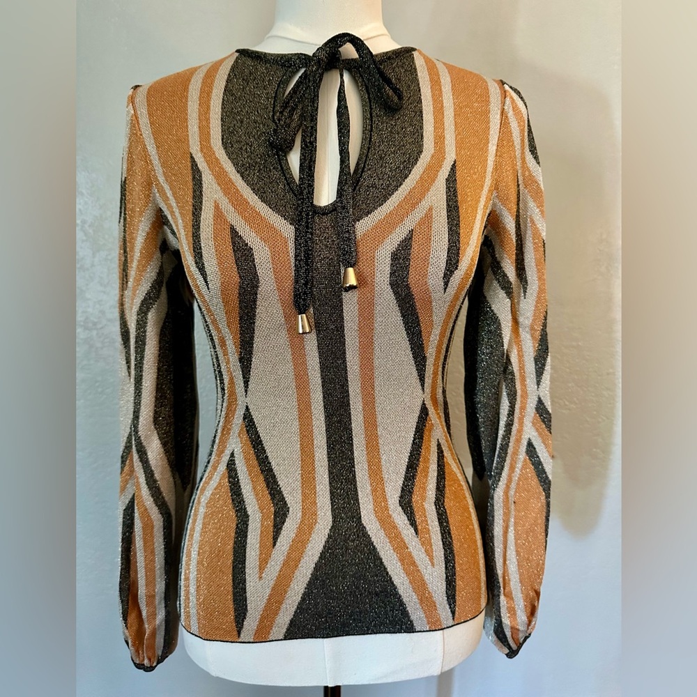Karen Millen Metallic Geometric Patterned Top S